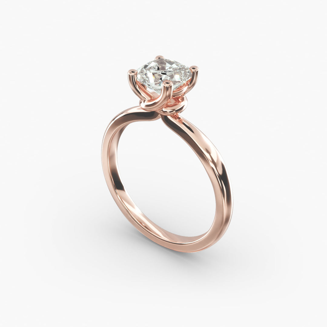 Cushion Lab-Grown Diamond Four-Prong with Twisted Mounting Engagement Ring | Modern Solitaire | IGI Certified | 10K/14K/18K Gold
