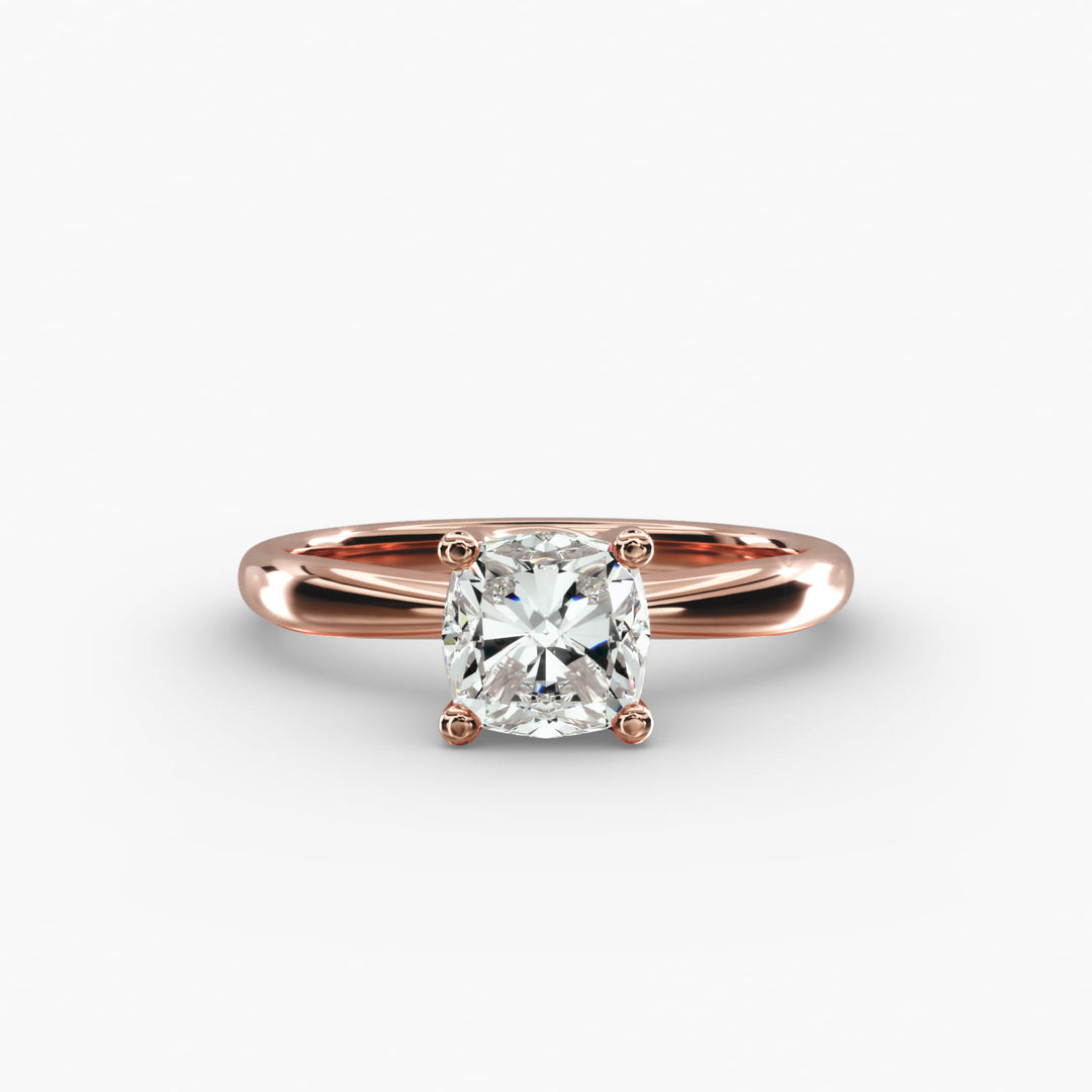 Cushion Lab-Grown Diamond Four-Prong with Twisted Mounting Engagement Ring | Modern Solitaire | IGI Certified | 10K/14K/18K Gold