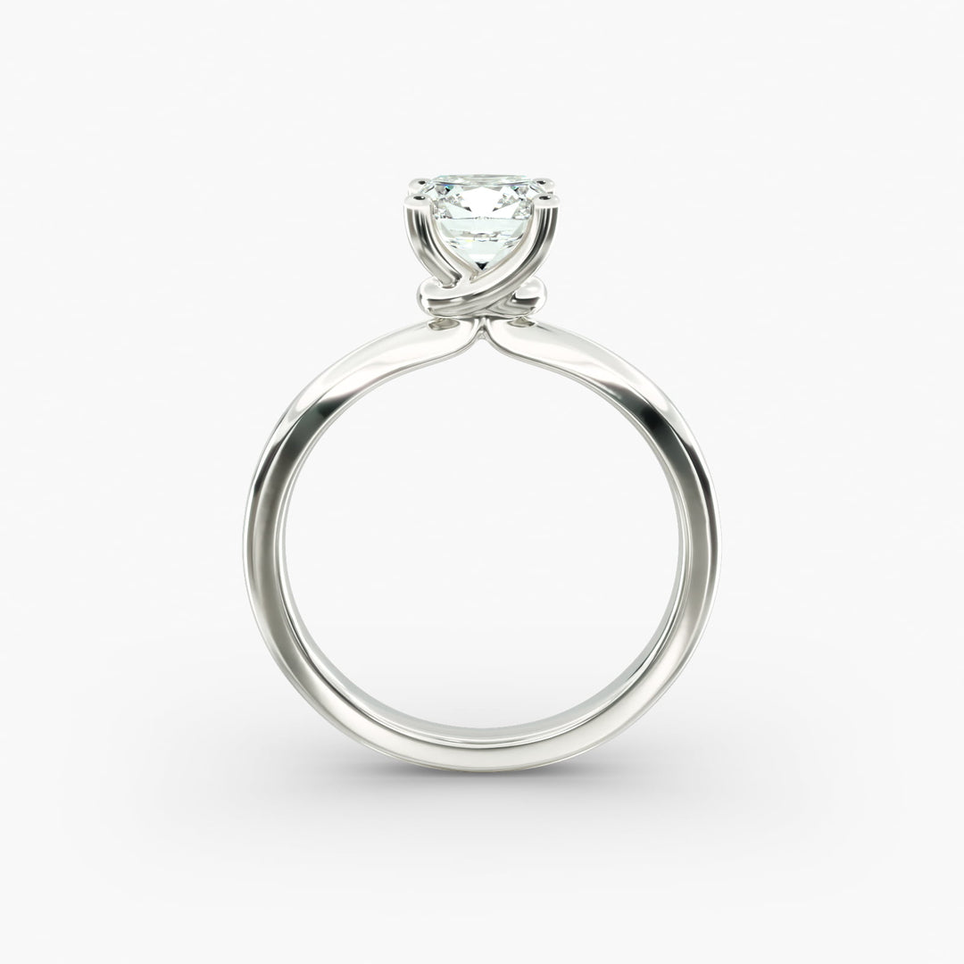 Cushion Lab-Grown Diamond Four-Prong with Twisted Mounting Engagement Ring | Modern Solitaire | IGI Certified | 10K/14K/18K Gold