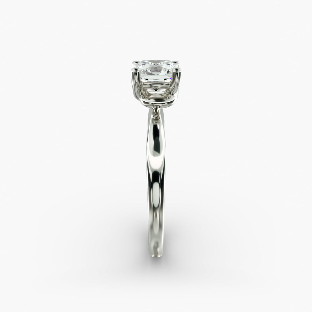 Cushion Lab-Grown Diamond Four-Prong with Twisted Mounting Engagement Ring | Modern Solitaire | IGI Certified | 10K/14K/18K Gold