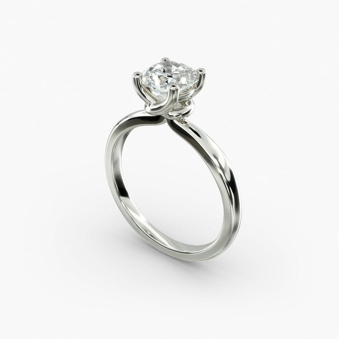 Cushion Lab-Grown Diamond Four-Prong with Twisted Mounting Engagement Ring | Modern Solitaire | IGI Certified | 10K/14K/18K Gold