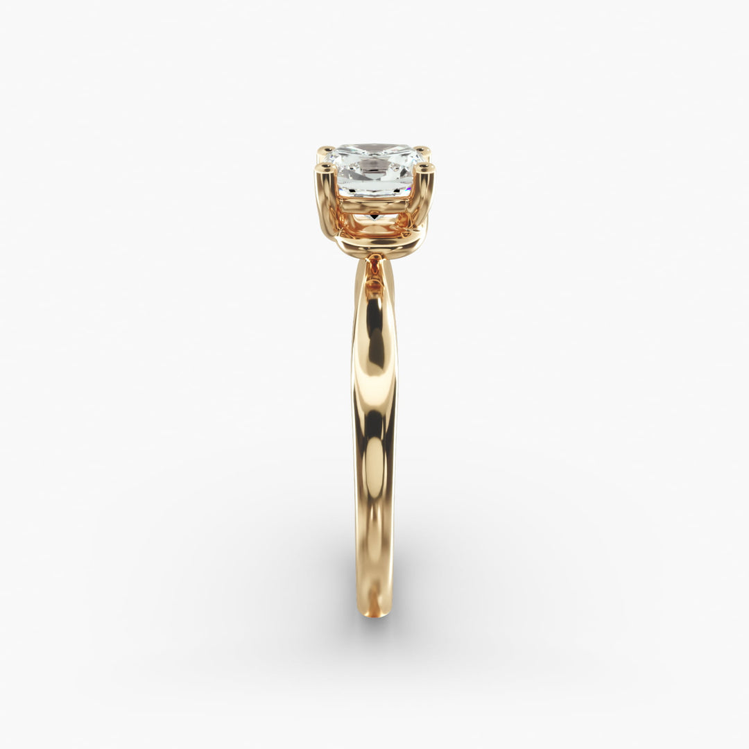 Cushion Lab-Grown Diamond Four-Prong with Twisted Mounting Engagement Ring | Modern Solitaire | IGI Certified | 10K/14K/18K Gold