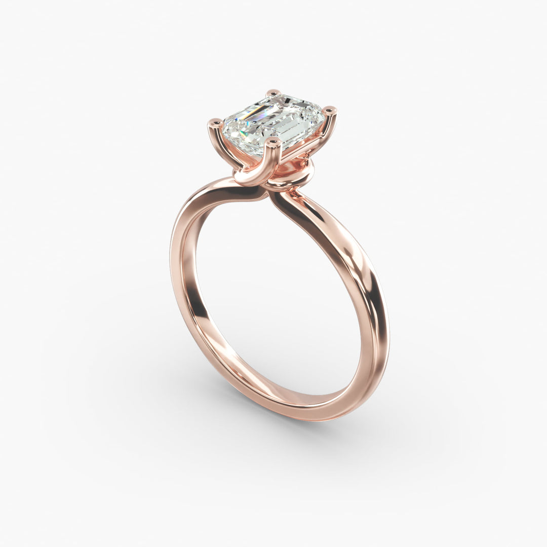 Emerald Lab-Grown Diamond Twisted Band Engagement Ring | IGI Certified | 10K/14K/18K Gold