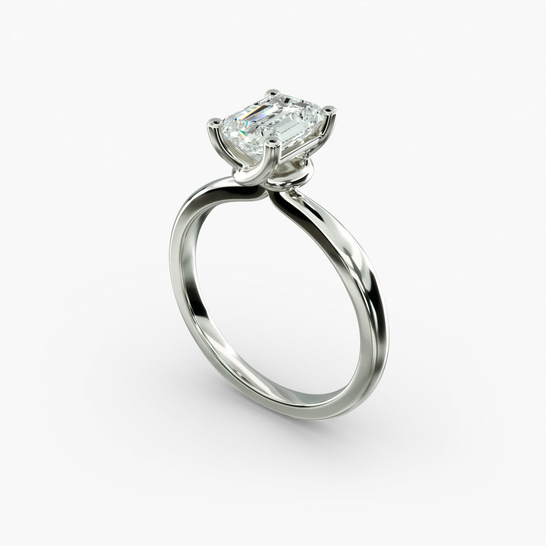 Emerald Lab-Grown Diamond Twisted Band Engagement Ring | IGI Certified | 10K/14K/18K Gold