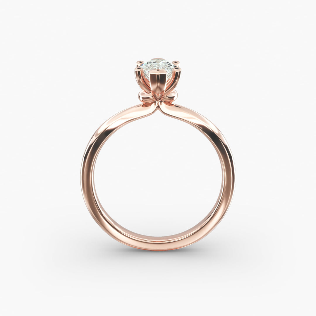 Marquise Lab-Grown Diamond Six-Prong Engagement Ring with Twisted Mounting | Modern Solitaire | IGI Certified | 10K/14K/18K Gold