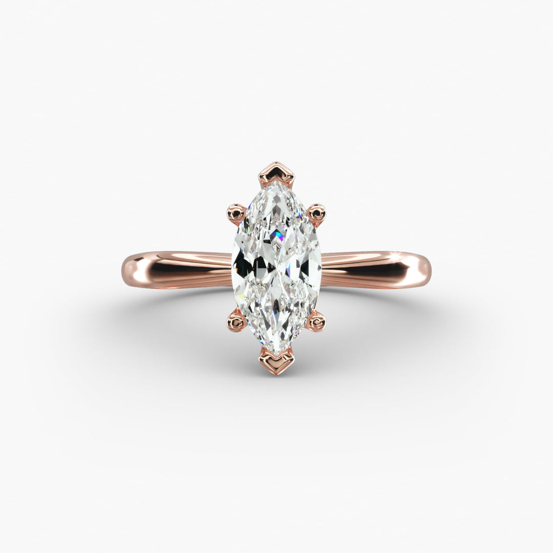 Marquise Lab-Grown Diamond Six-Prong Engagement Ring with Twisted Mounting | Modern Solitaire | IGI Certified | 10K/14K/18K Gold