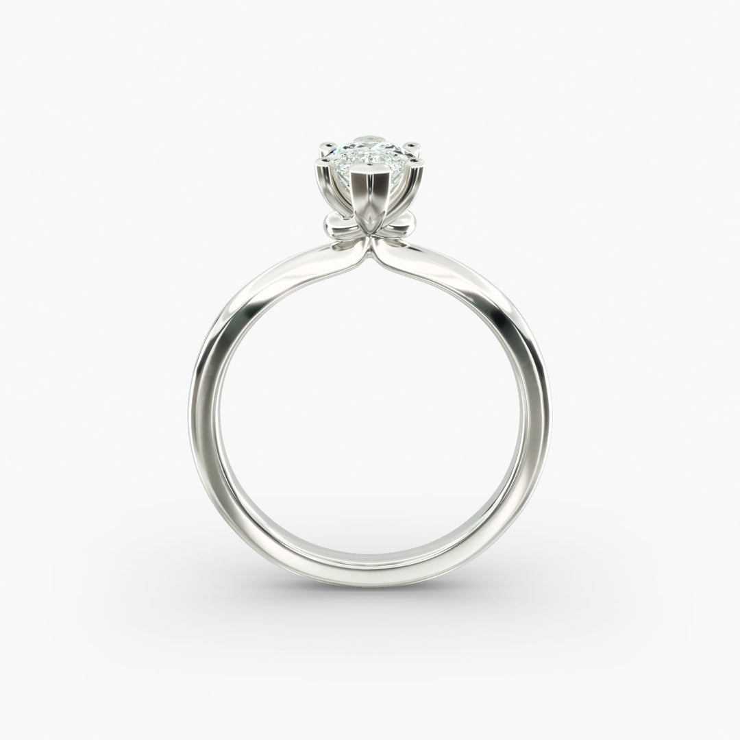Marquise Lab-Grown Diamond Six-Prong Engagement Ring with Twisted Mounting | Modern Solitaire | IGI Certified | 10K/14K/18K Gold