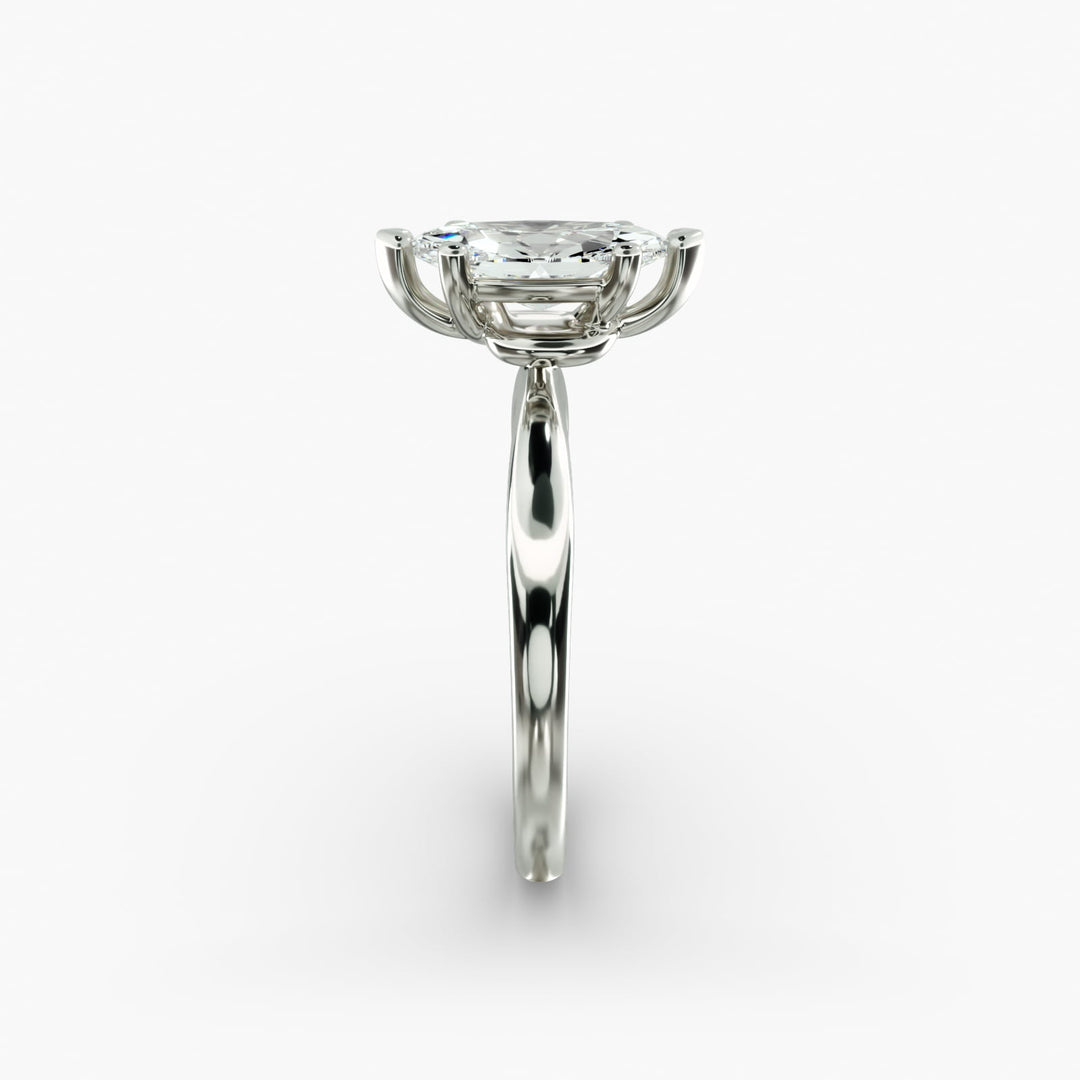Marquise Lab-Grown Diamond Six-Prong Engagement Ring with Twisted Mounting | Modern Solitaire | IGI Certified | 10K/14K/18K Gold