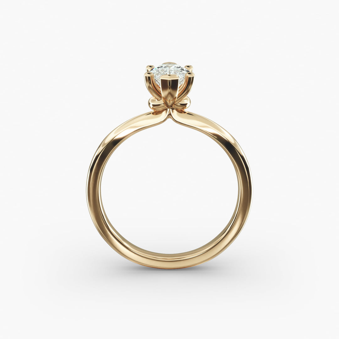 Marquise Lab-Grown Diamond Six-Prong Engagement Ring with Twisted Mounting | Modern Solitaire | IGI Certified | 10K/14K/18K Gold