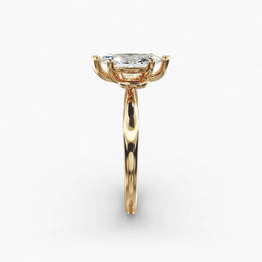 Marquise Lab-Grown Diamond Six-Prong Engagement Ring with Twisted Mounting | Modern Solitaire | IGI Certified | 10K/14K/18K Gold