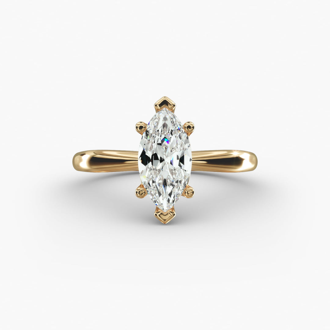 Marquise Lab-Grown Diamond Six-Prong Engagement Ring with Twisted Mounting | Modern Solitaire | IGI Certified | 10K/14K/18K Gold