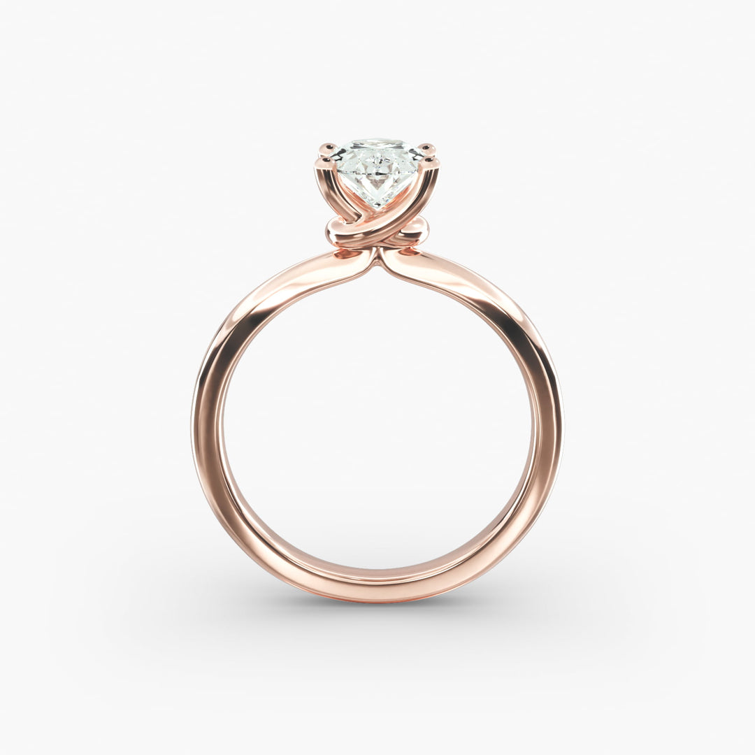 Oval Lab-Grown Diamond Twisted Solitaire Engagement Ring | Four-Prong Setting | IGI Certified | 10K/14K/18K Gold