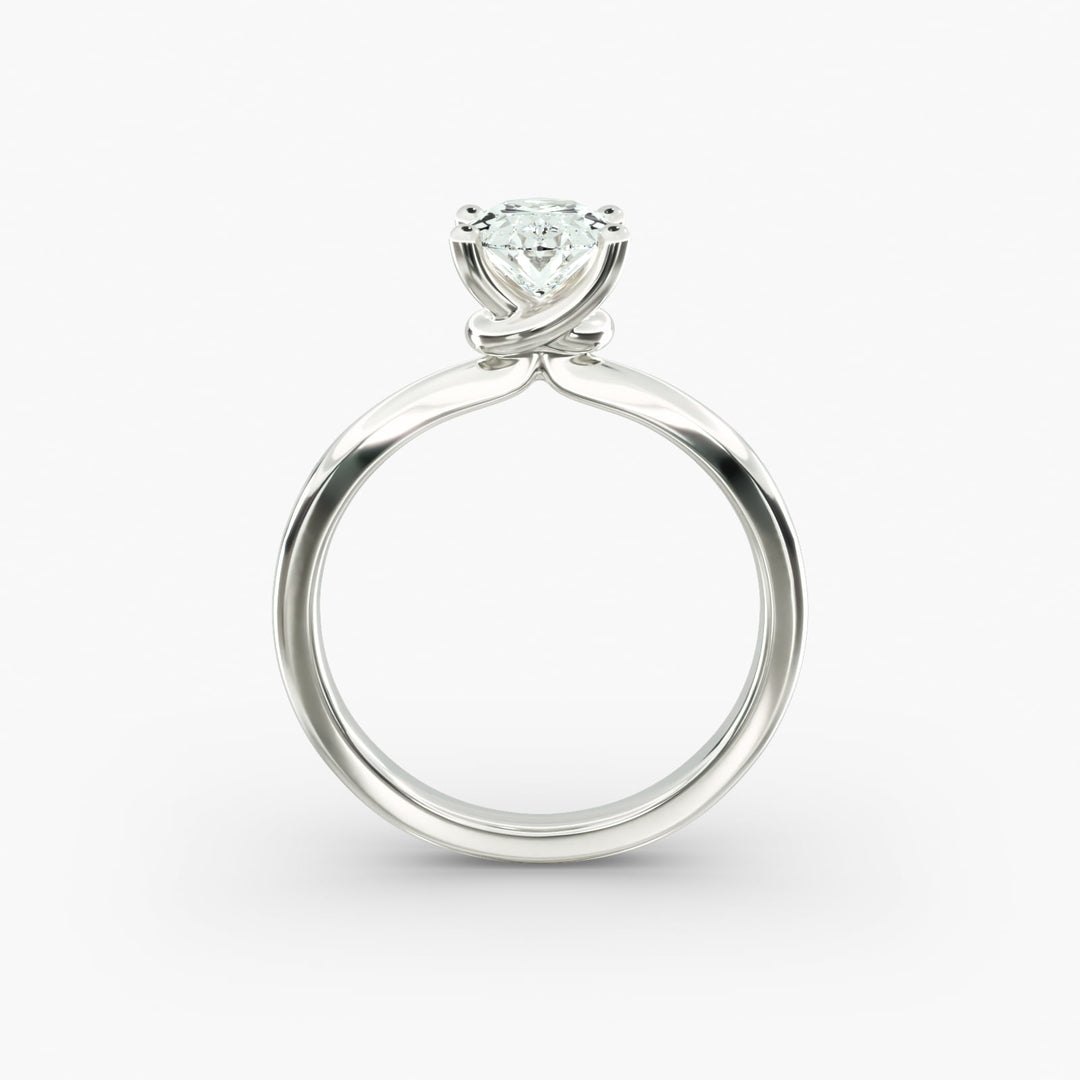 Oval Lab-Grown Diamond Twisted Solitaire Engagement Ring | Four-Prong Setting | IGI Certified | 10K/14K/18K Gold