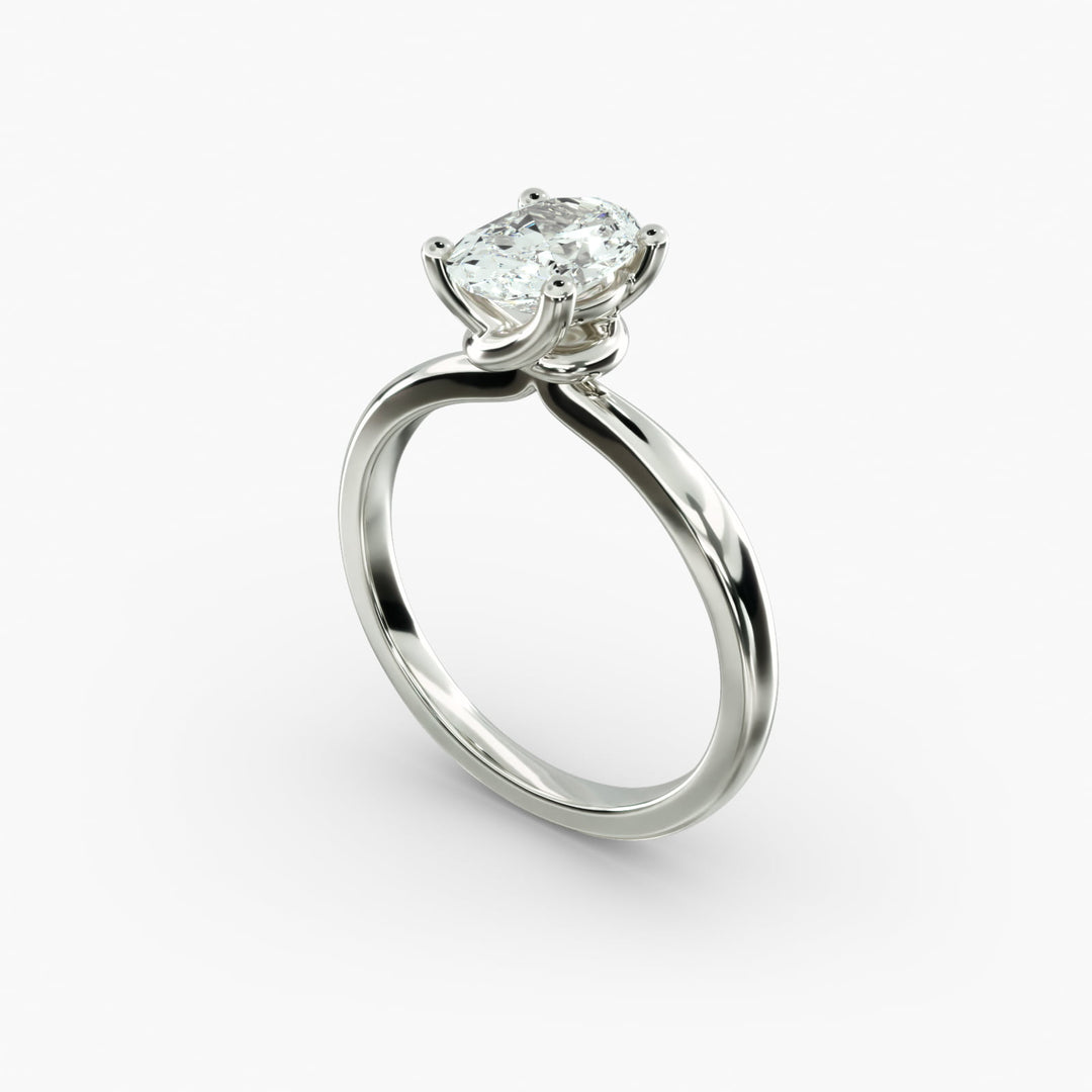 Oval Lab-Grown Diamond Twisted Solitaire Engagement Ring | Four-Prong Setting | IGI Certified | 10K/14K/18K Gold