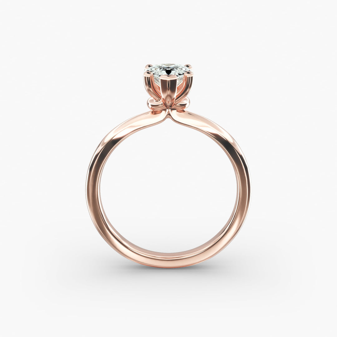 Pear Lab-Grown Diamond Four-Prong Engagement Ring with Twisted Mounting | Unique Solitaire | IGI Certified | 10K/14K/18K Gold