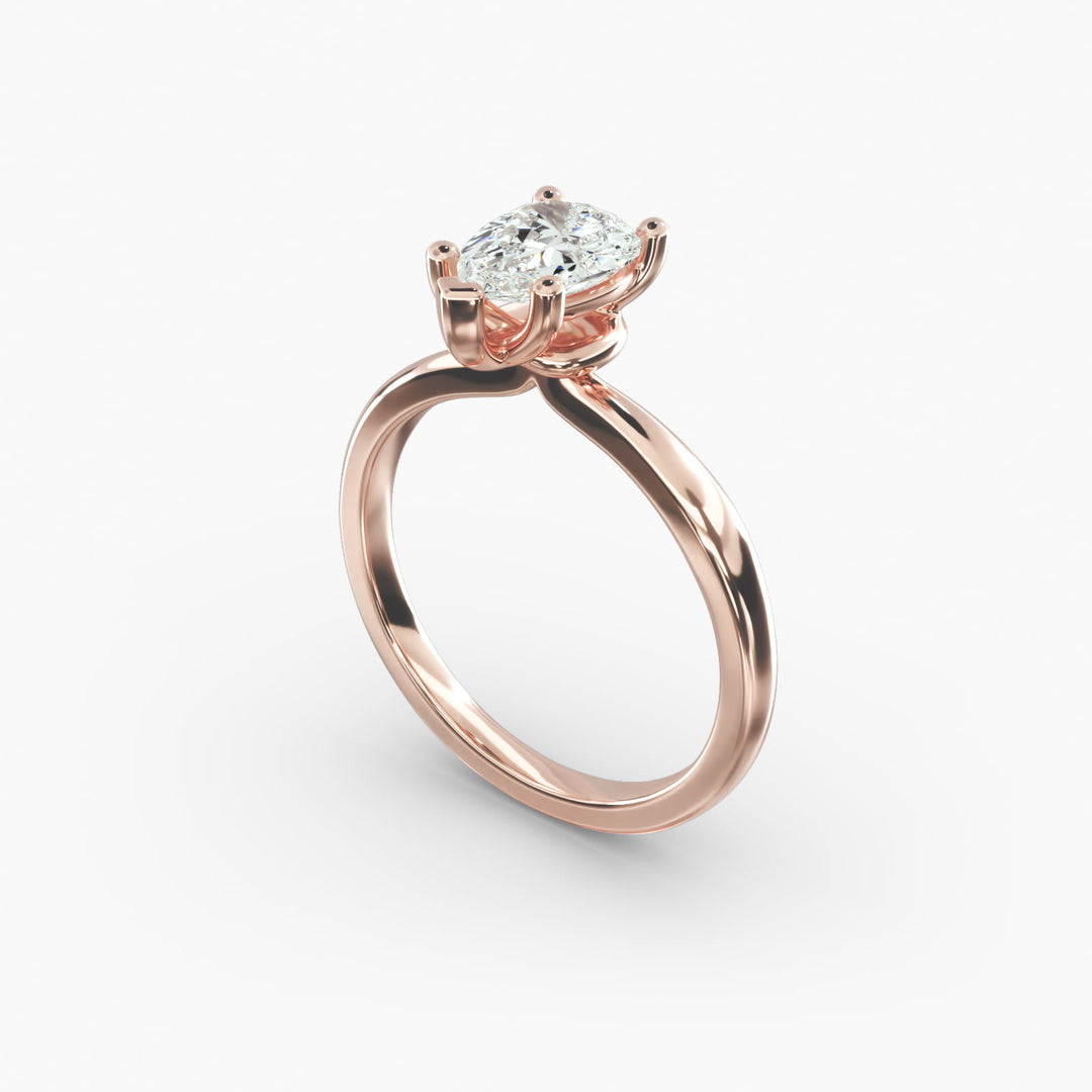 Pear Lab-Grown Diamond Four-Prong Engagement Ring with Twisted Mounting | Unique Solitaire | IGI Certified | 10K/14K/18K Gold