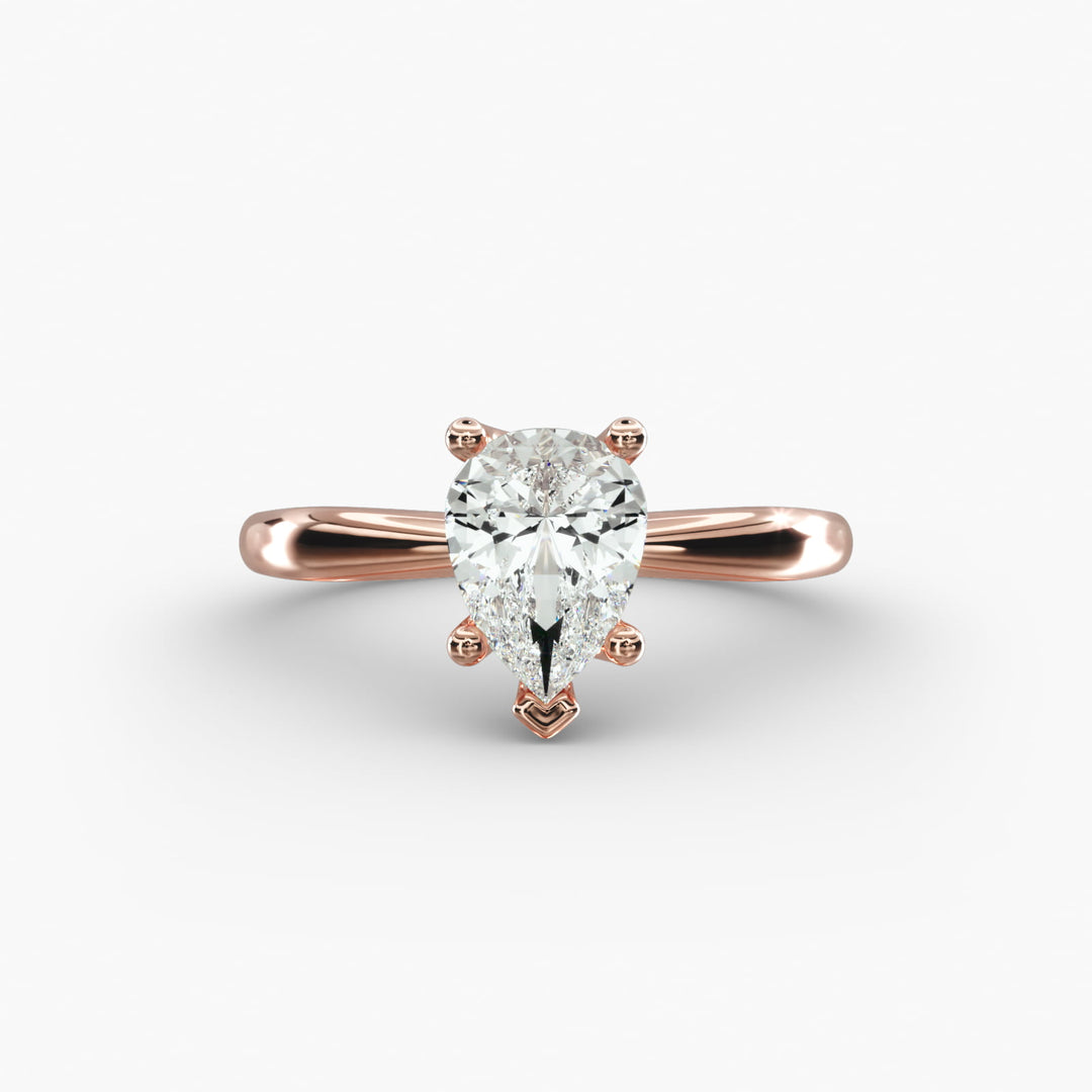Pear Lab-Grown Diamond Four-Prong Engagement Ring with Twisted Mounting | Unique Solitaire | IGI Certified | 10K/14K/18K Gold