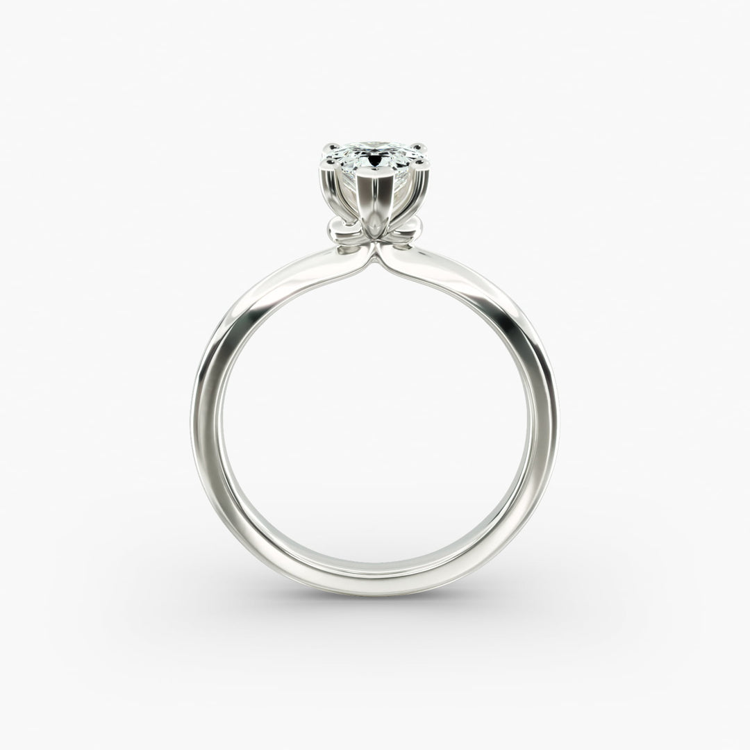 Pear Lab-Grown Diamond Four-Prong Engagement Ring with Twisted Mounting | Unique Solitaire | IGI Certified | 10K/14K/18K Gold