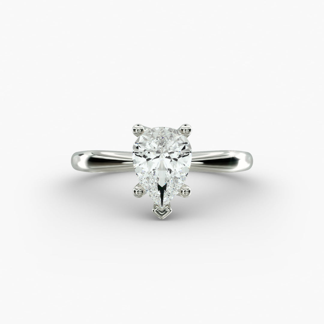 Pear Lab-Grown Diamond Four-Prong Engagement Ring with Twisted Mounting | Unique Solitaire | IGI Certified | 10K/14K/18K Gold