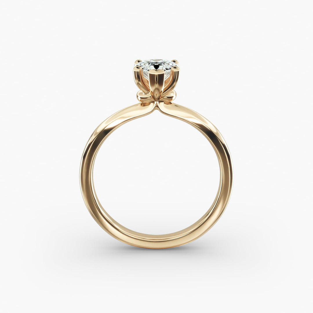 Pear Lab-Grown Diamond Four-Prong Engagement Ring with Twisted Mounting | Unique Solitaire | IGI Certified | 10K/14K/18K Gold