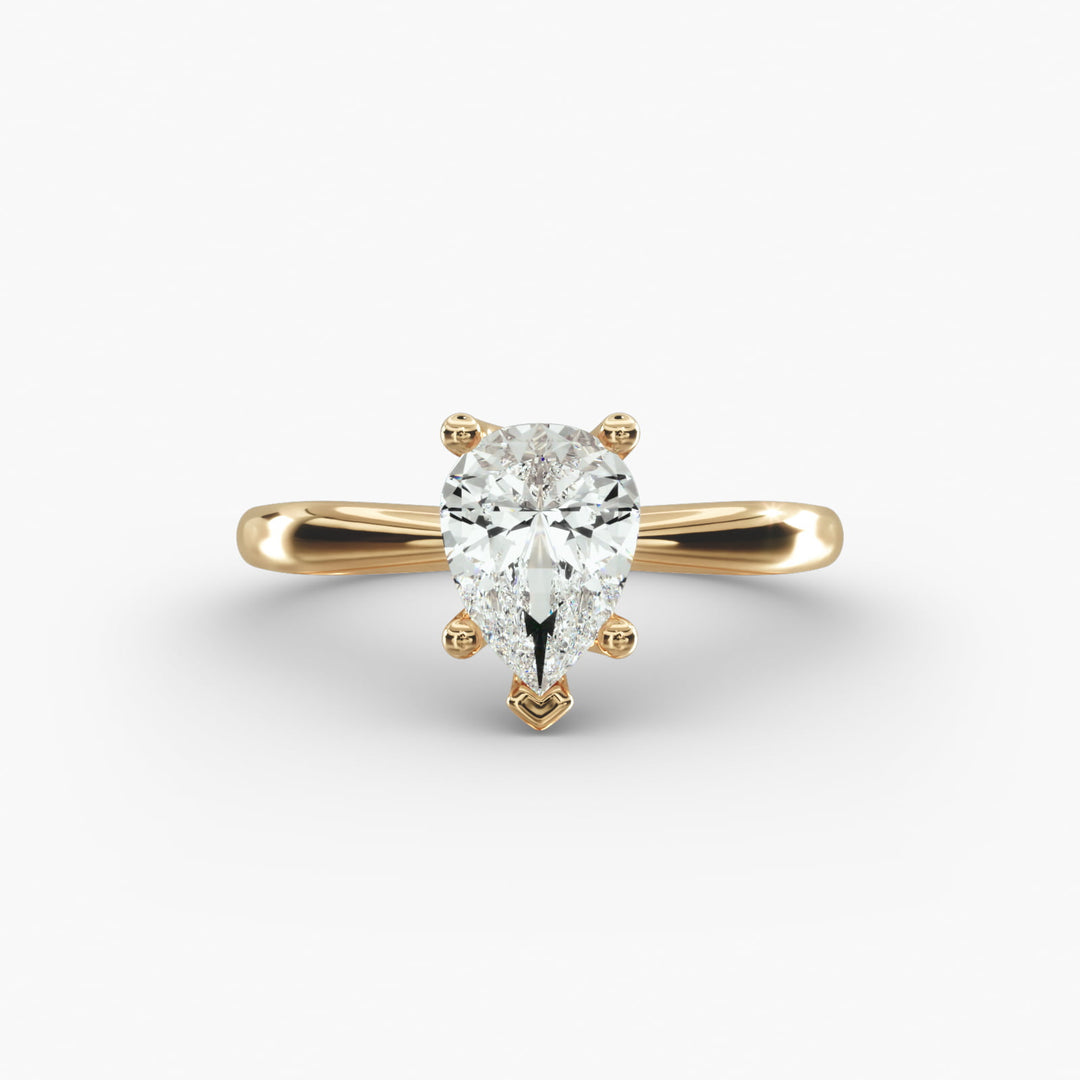 Pear Lab-Grown Diamond Four-Prong Engagement Ring with Twisted Mounting | Unique Solitaire | IGI Certified | 10K/14K/18K Gold