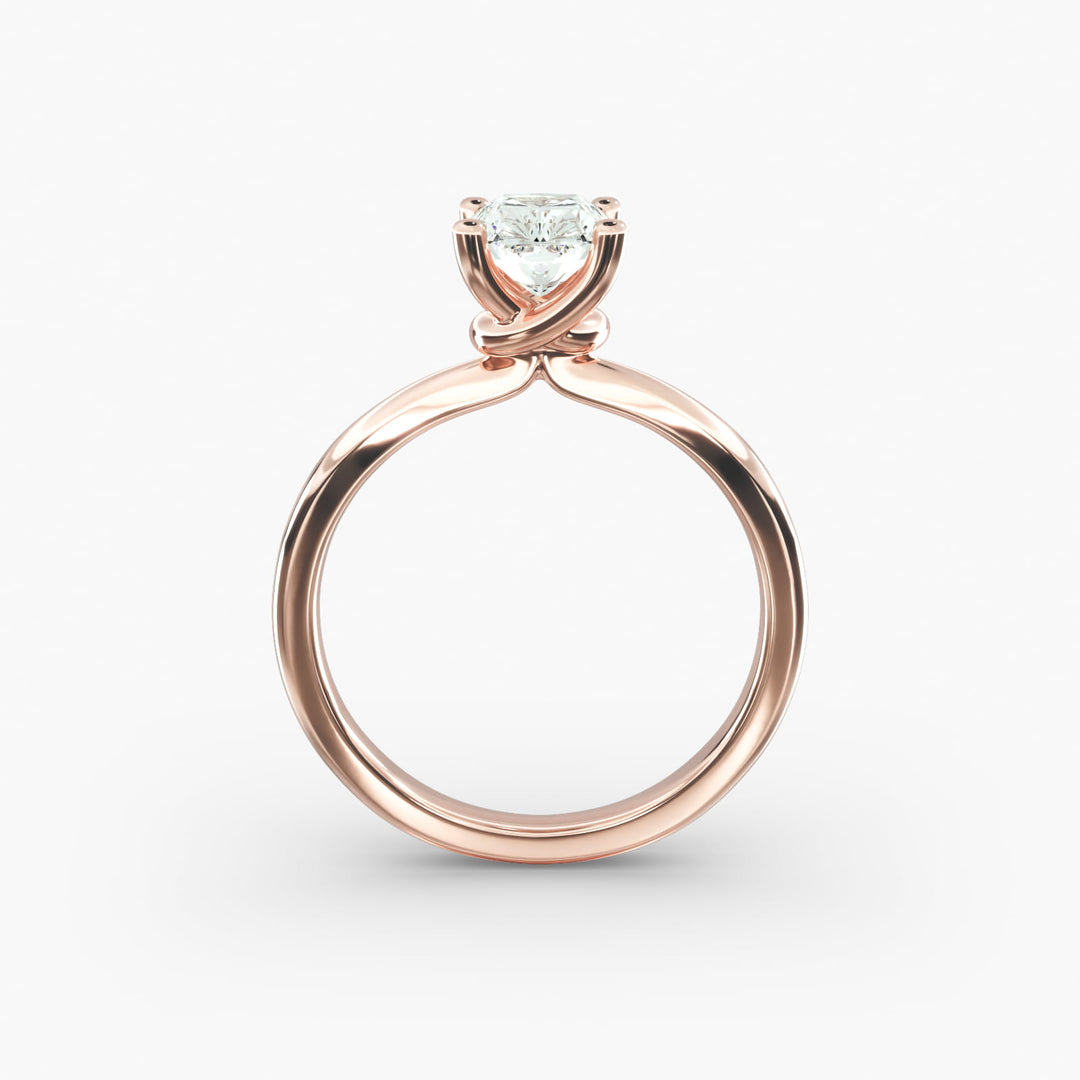 Radiant Lab-Grown Diamond Four-Prong with Twisted Under-Band Engagement Ring | Modern Solitaire | IGI Certified | 10K/14K/18K Gold