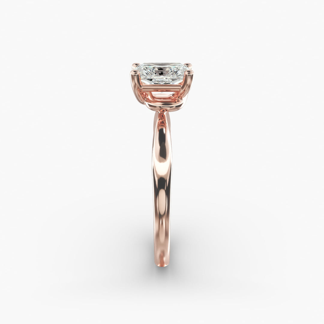 Radiant Lab-Grown Diamond Four-Prong with Twisted Under-Band Engagement Ring | Modern Solitaire | IGI Certified | 10K/14K/18K Gold