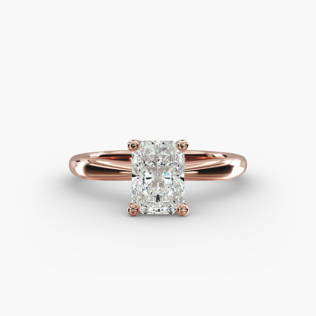 Radiant Lab-Grown Diamond Four-Prong with Twisted Under-Band Engagement Ring | Modern Solitaire | IGI Certified | 10K/14K/18K Gold