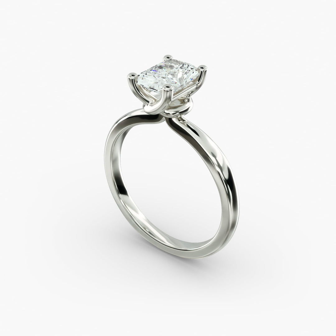 Radiant Lab-Grown Diamond Four-Prong with Twisted Under-Band Engagement Ring | Modern Solitaire | IGI Certified | 10K/14K/18K Gold