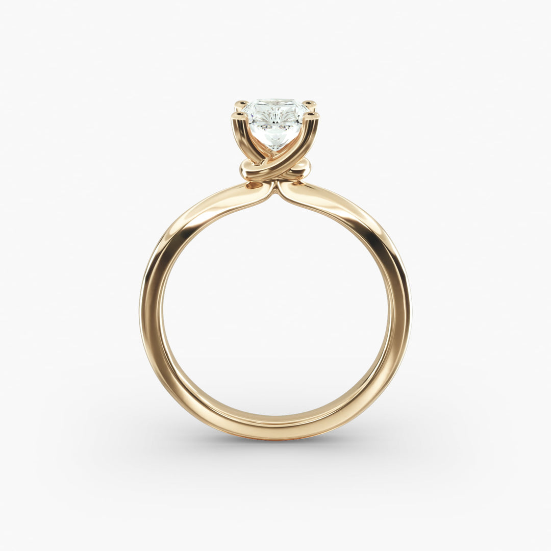 Radiant Lab-Grown Diamond Four-Prong with Twisted Under-Band Engagement Ring | Modern Solitaire | IGI Certified | 10K/14K/18K Gold