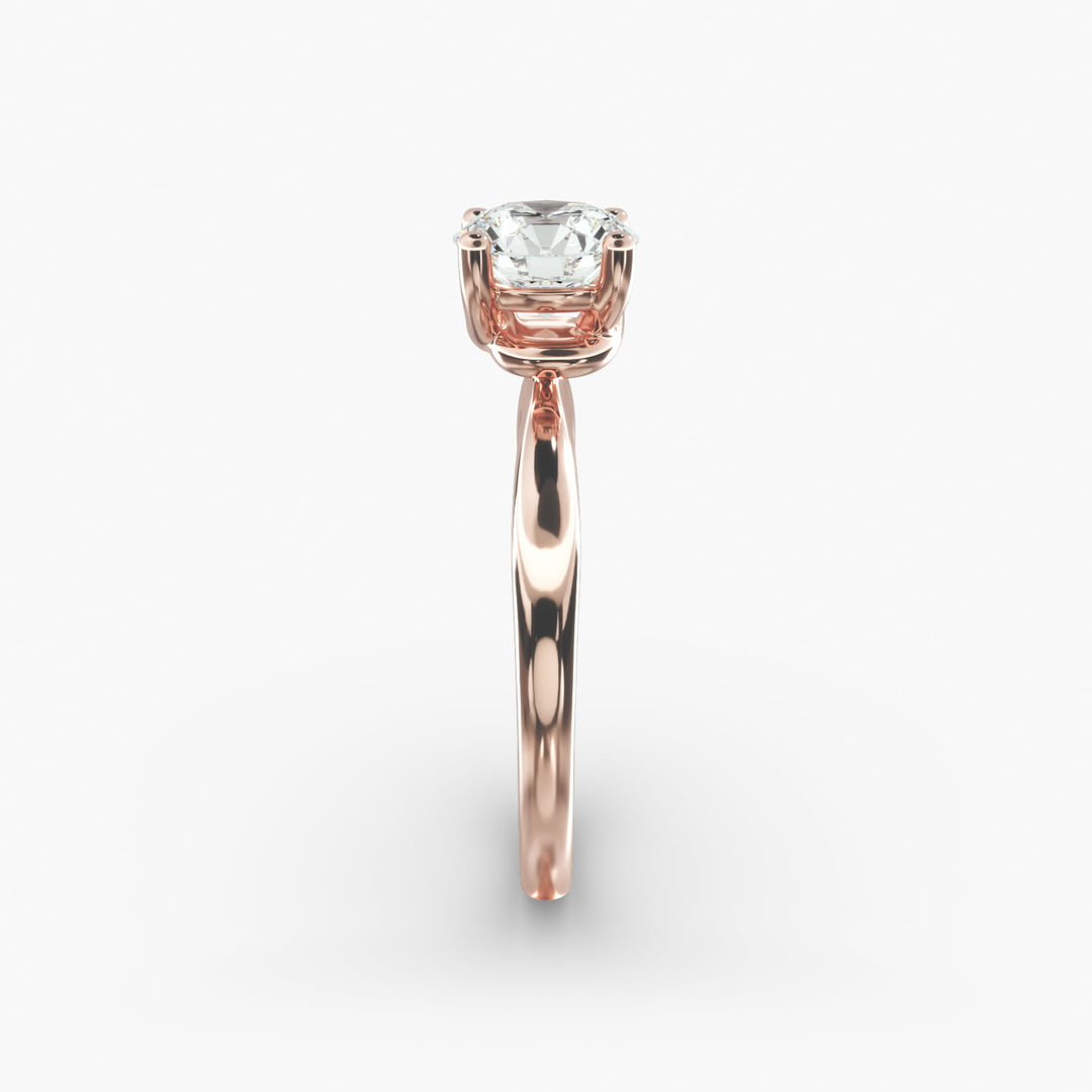 Round Lab-Grown Diamond Four-Prong with Twisted Under-Band Engagement Ring | Modern Solitaire | IGI Certified | 10K/14K/18K Gold