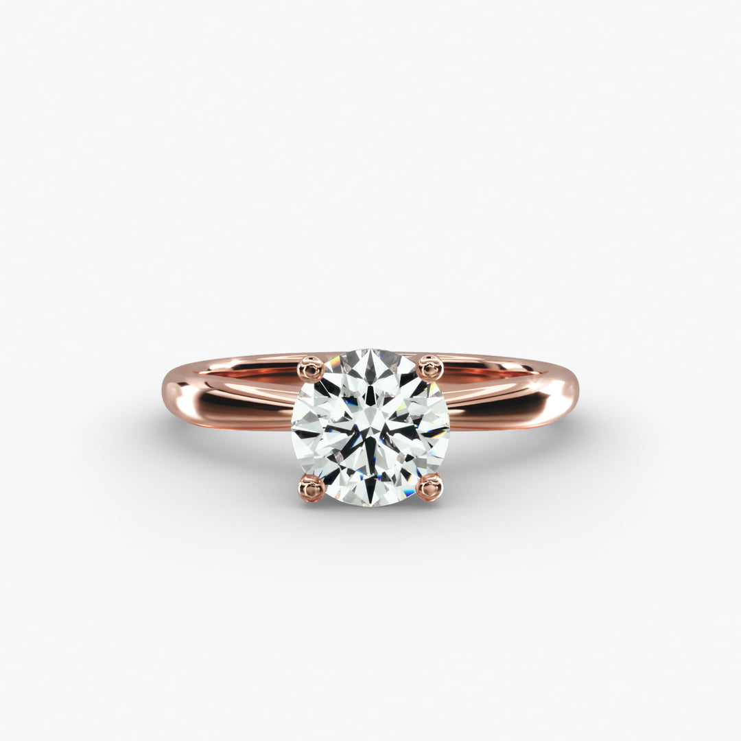 Round Lab-Grown Diamond Four-Prong with Twisted Under-Band Engagement Ring | Modern Solitaire | IGI Certified | 10K/14K/18K Gold