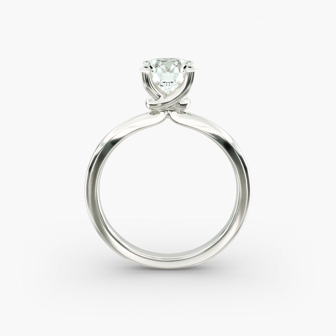 Round Lab-Grown Diamond Four-Prong with Twisted Under-Band Engagement Ring | Modern Solitaire | IGI Certified | 10K/14K/18K Gold