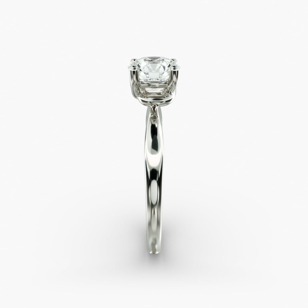 Round Lab-Grown Diamond Four-Prong with Twisted Under-Band Engagement Ring | Modern Solitaire | IGI Certified | 10K/14K/18K Gold