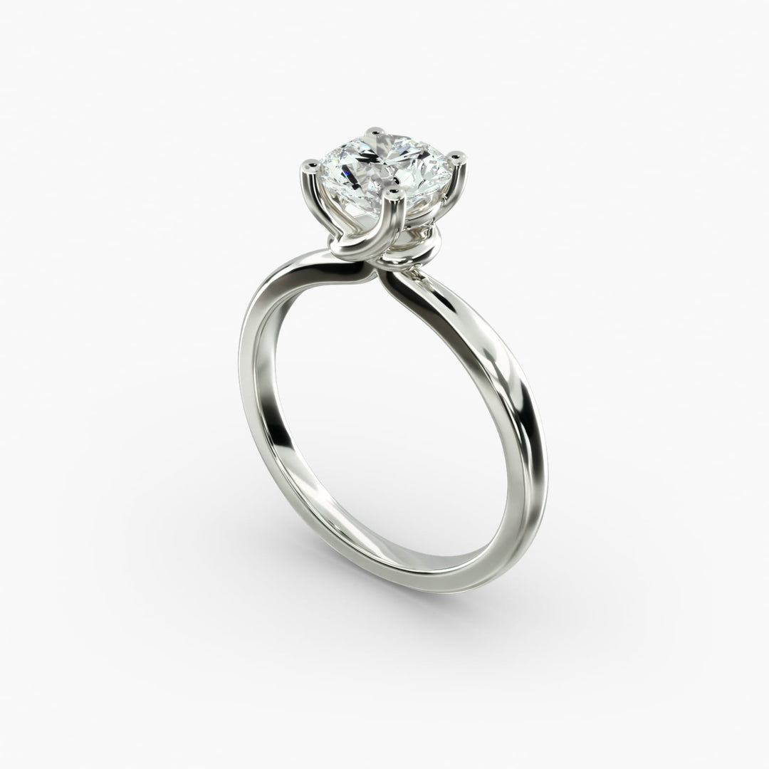 Round Lab-Grown Diamond Four-Prong with Twisted Under-Band Engagement Ring | Modern Solitaire | IGI Certified | 10K/14K/18K Gold