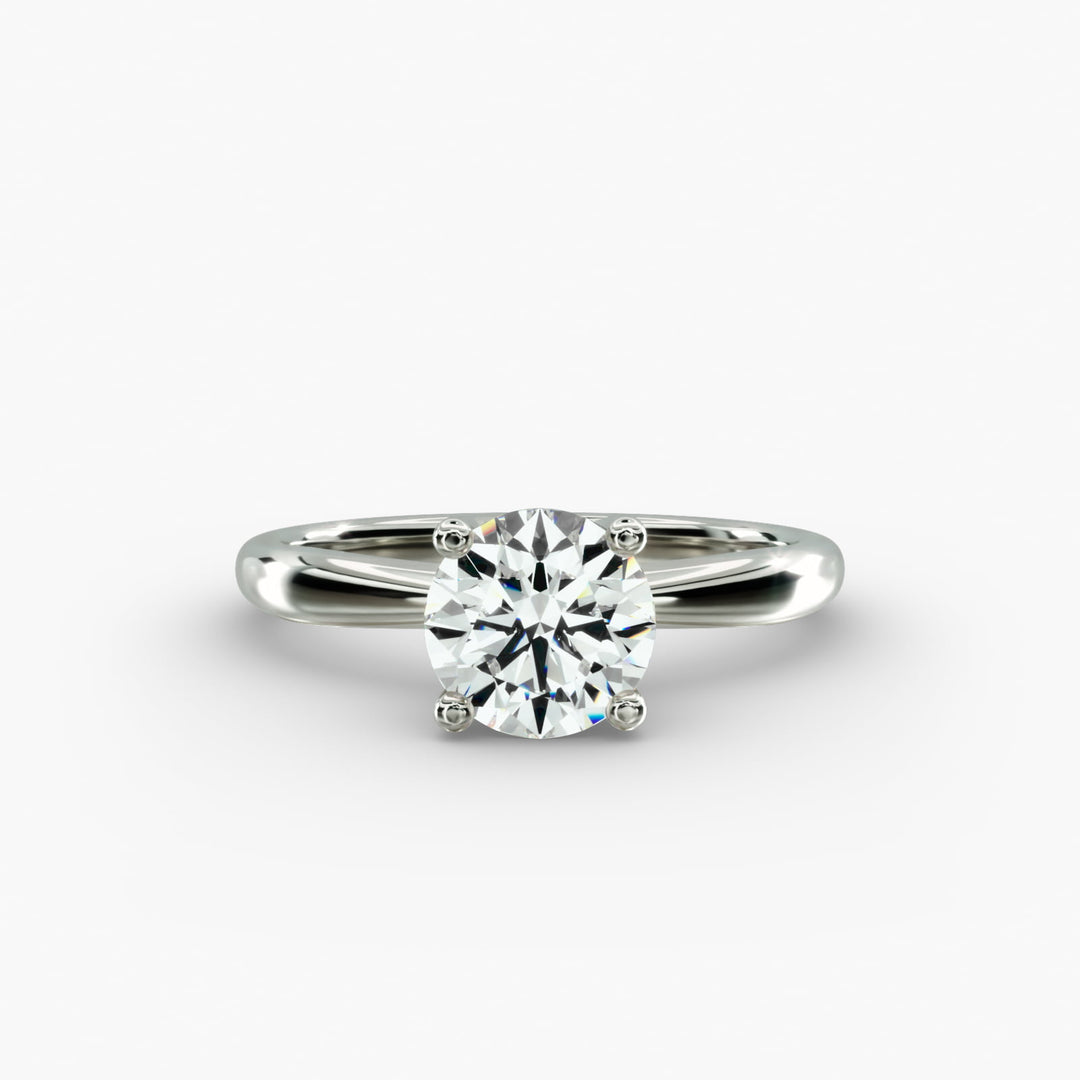 Round Lab-Grown Diamond Four-Prong with Twisted Under-Band Engagement Ring | Modern Solitaire | IGI Certified | 10K/14K/18K Gold