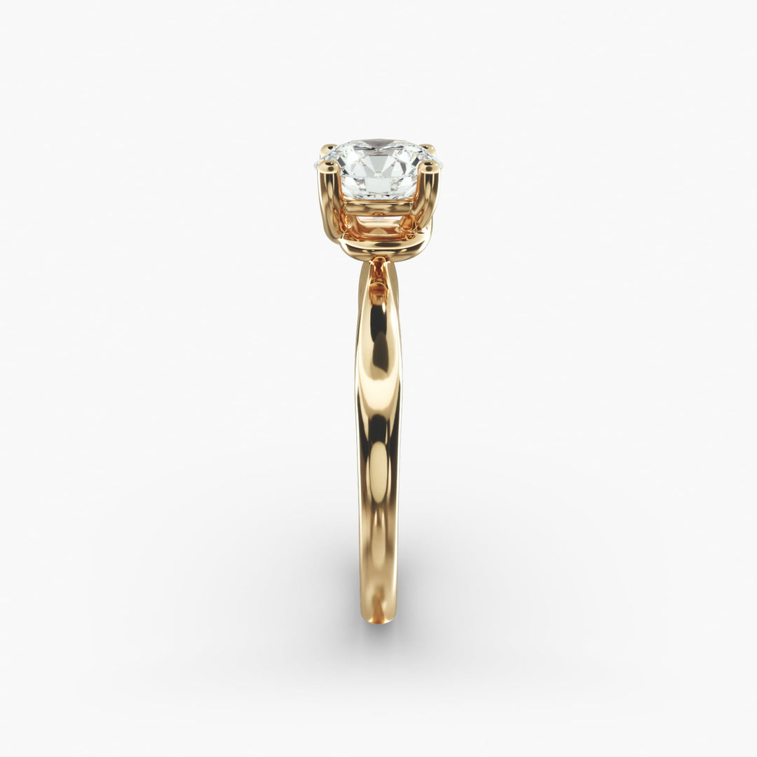 Round Lab-Grown Diamond Four-Prong with Twisted Under-Band Engagement Ring | Modern Solitaire | IGI Certified | 10K/14K/18K Gold