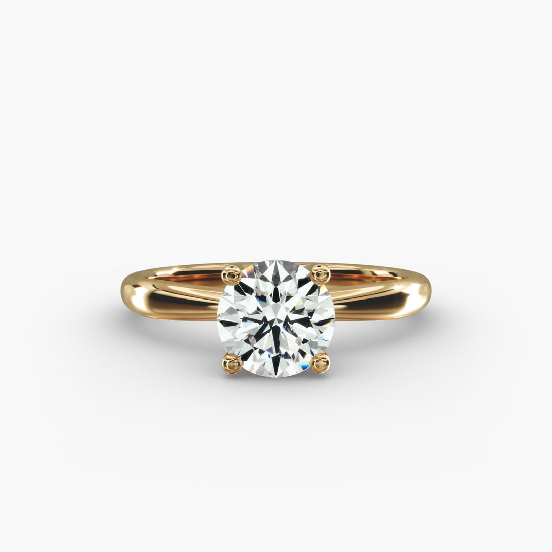 Round Lab-Grown Diamond Four-Prong with Twisted Under-Band Engagement Ring | Modern Solitaire | IGI Certified | 10K/14K/18K Gold