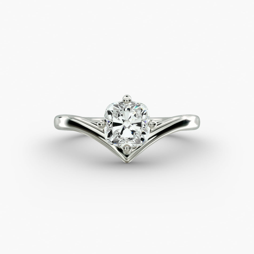 Cushion Lab-Grown Diamond V-Shaped Four-Prong Engagement Ring | Elegant Solitaire | IGI Certified | 10K/14K/18K Gold