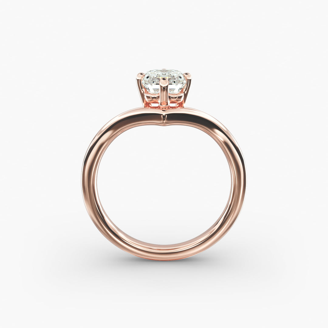 Emerald Lab-Grown Diamond Four-Prong V-Shaped Engagement Ring | Classic Solitaire | IGI Certified | 10K/14K/18K Gold