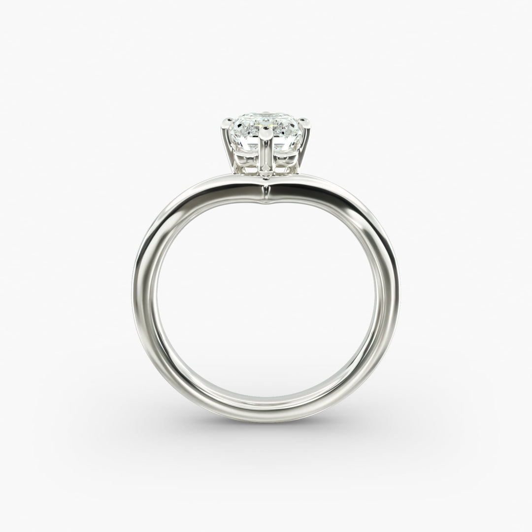 Emerald Lab-Grown Diamond Four-Prong V-Shaped Engagement Ring | Classic Solitaire | IGI Certified | 10K/14K/18K Gold