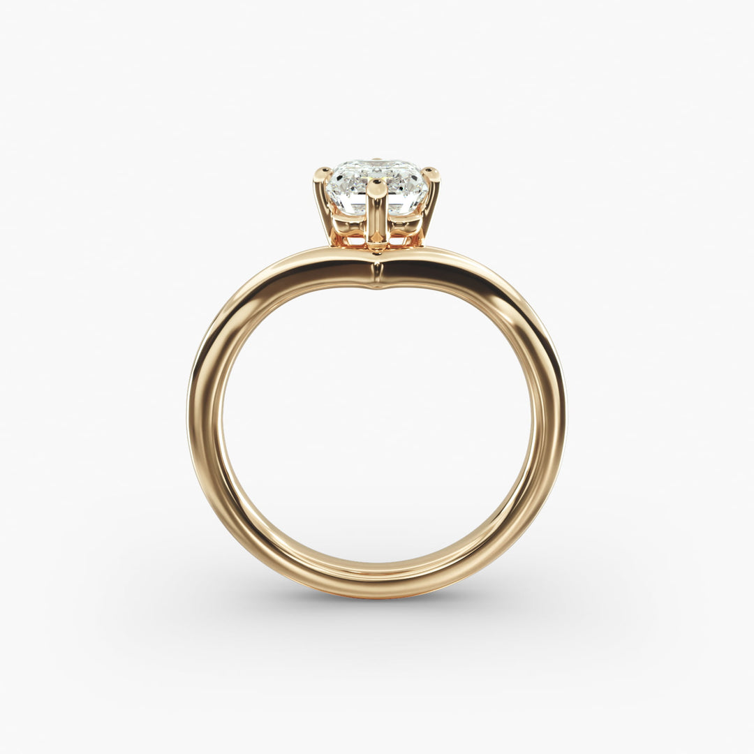 Emerald Lab-Grown Diamond Four-Prong V-Shaped Engagement Ring | Classic Solitaire | IGI Certified | 10K/14K/18K Gold