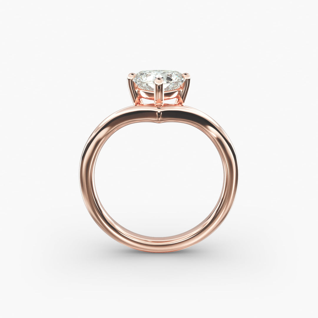 Heart Lab-Grown Diamond V-Shaped Engagement Ring | IGI Certified | 10K/14K/18K Gold