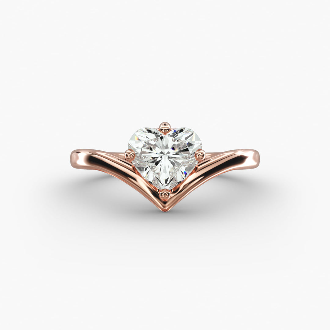 Heart Lab-Grown Diamond V-Shaped Engagement Ring | IGI Certified | 10K/14K/18K Gold