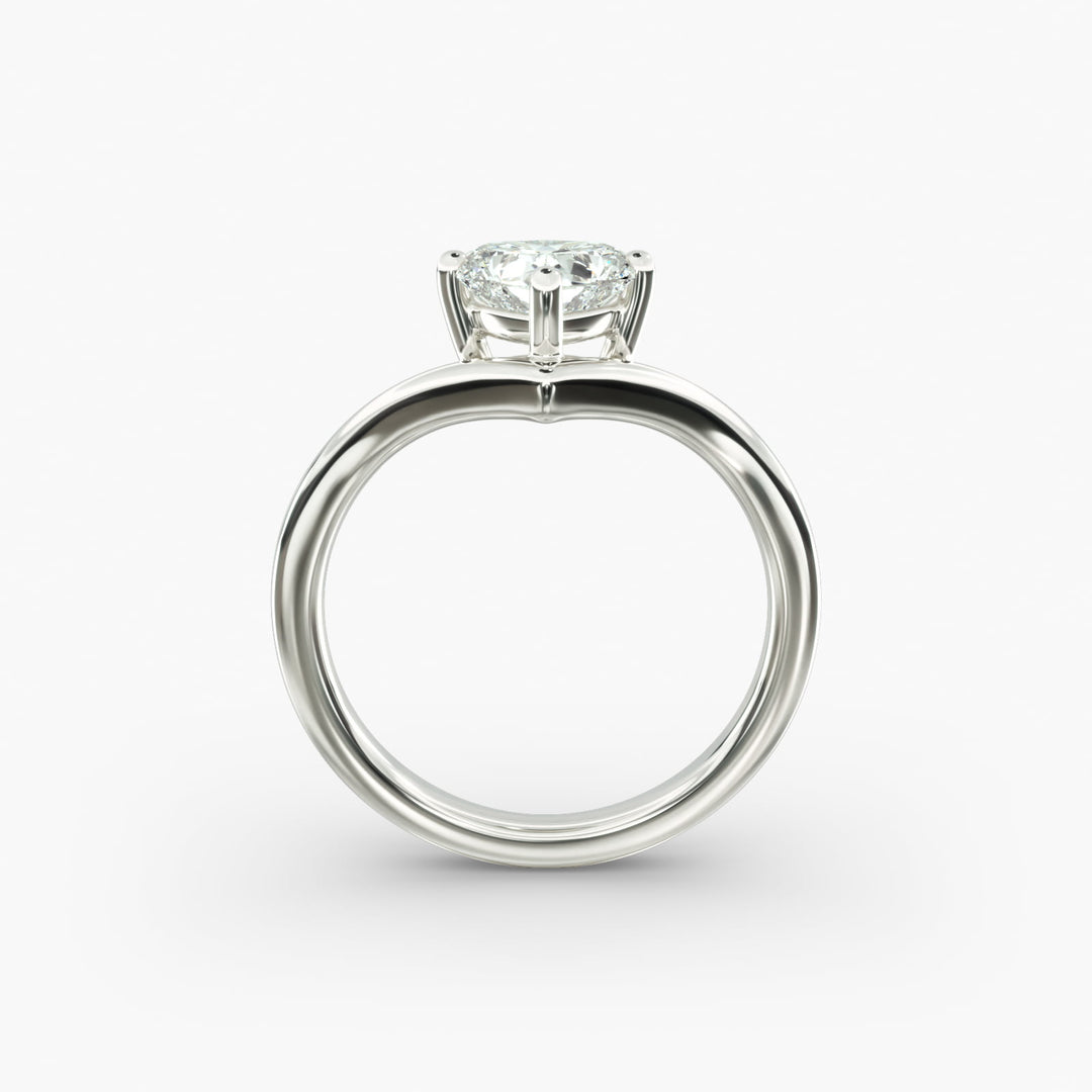 Heart Lab-Grown Diamond V-Shaped Engagement Ring | IGI Certified | 10K/14K/18K Gold