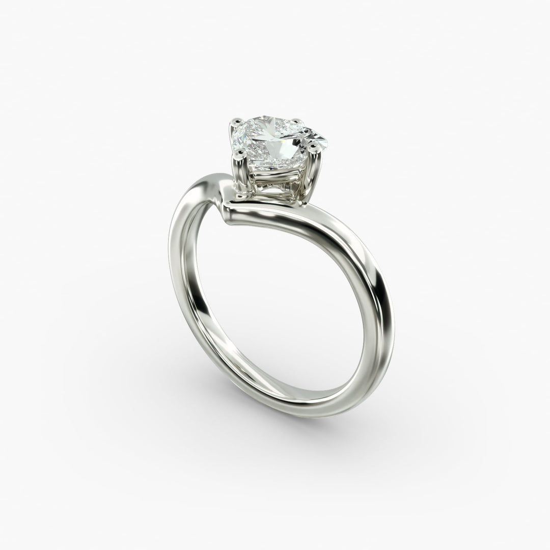 Heart Lab-Grown Diamond V-Shaped Engagement Ring | IGI Certified | 10K/14K/18K Gold