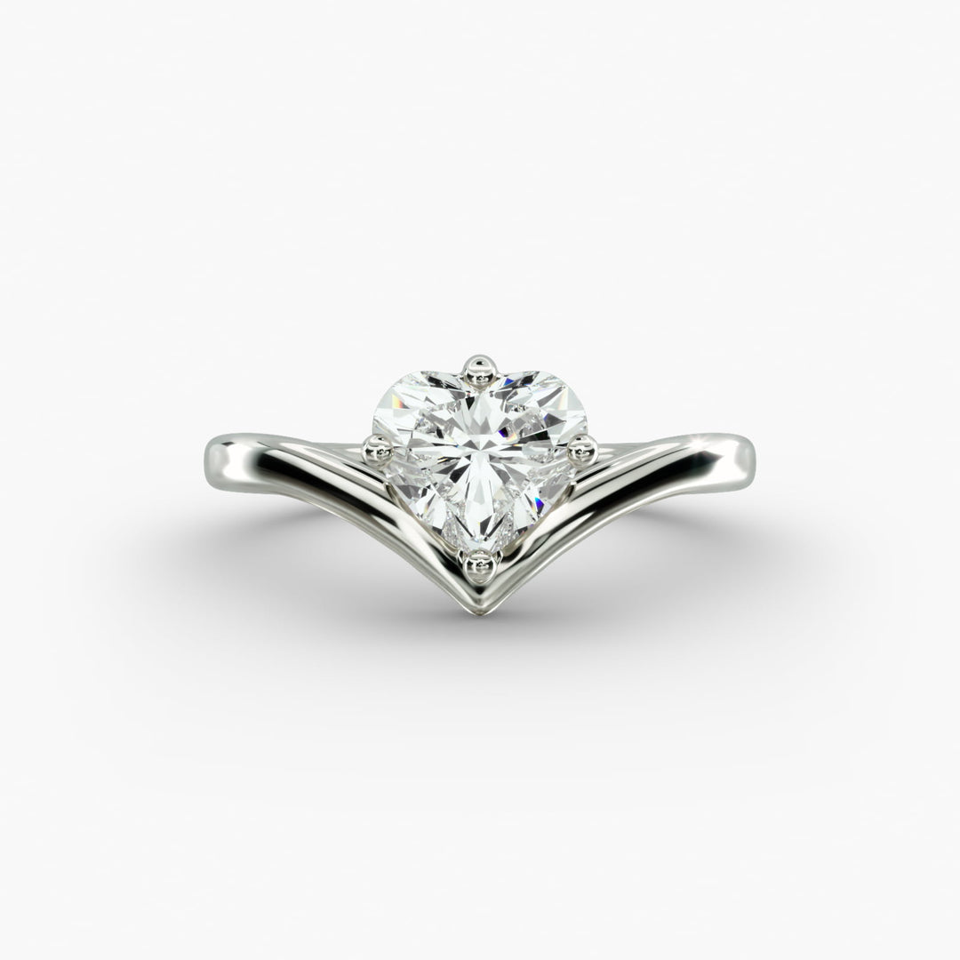 Heart Lab-Grown Diamond V-Shaped Engagement Ring | IGI Certified | 10K/14K/18K Gold