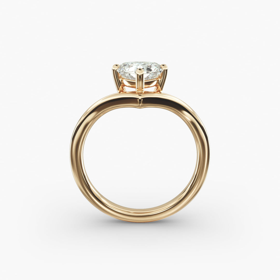 Heart Lab-Grown Diamond V-Shaped Engagement Ring | IGI Certified | 10K/14K/18K Gold