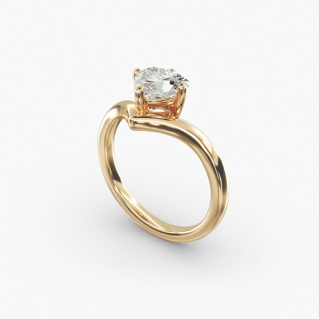 Heart Lab-Grown Diamond V-Shaped Engagement Ring | IGI Certified | 10K/14K/18K Gold