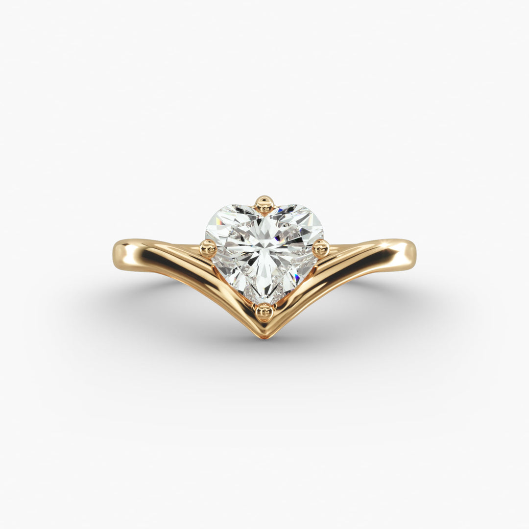 Heart Lab-Grown Diamond V-Shaped Engagement Ring | IGI Certified | 10K/14K/18K Gold